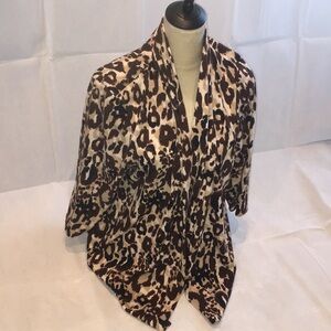 Laura Ashley Open Drape Shawl Cardigan Leopard Print Plus Size - 2X